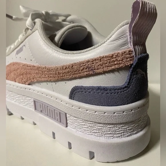 Puma Mayze Platform Sneakers Women’s 7 Lace Up Shoes White Casual New Pink - Picture 7 of 12